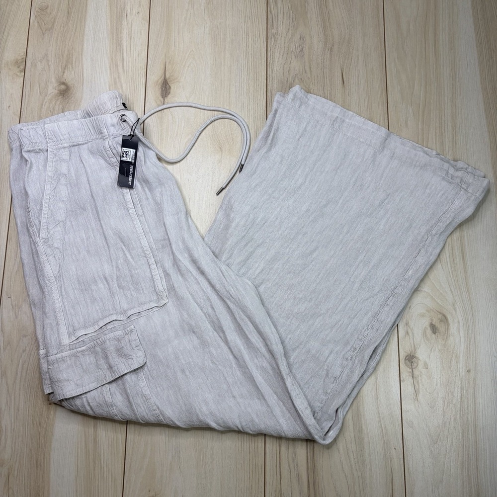 NEW James Perse Linen Viscose Utility Cargo Wide Leg Pants Womens 3 Large